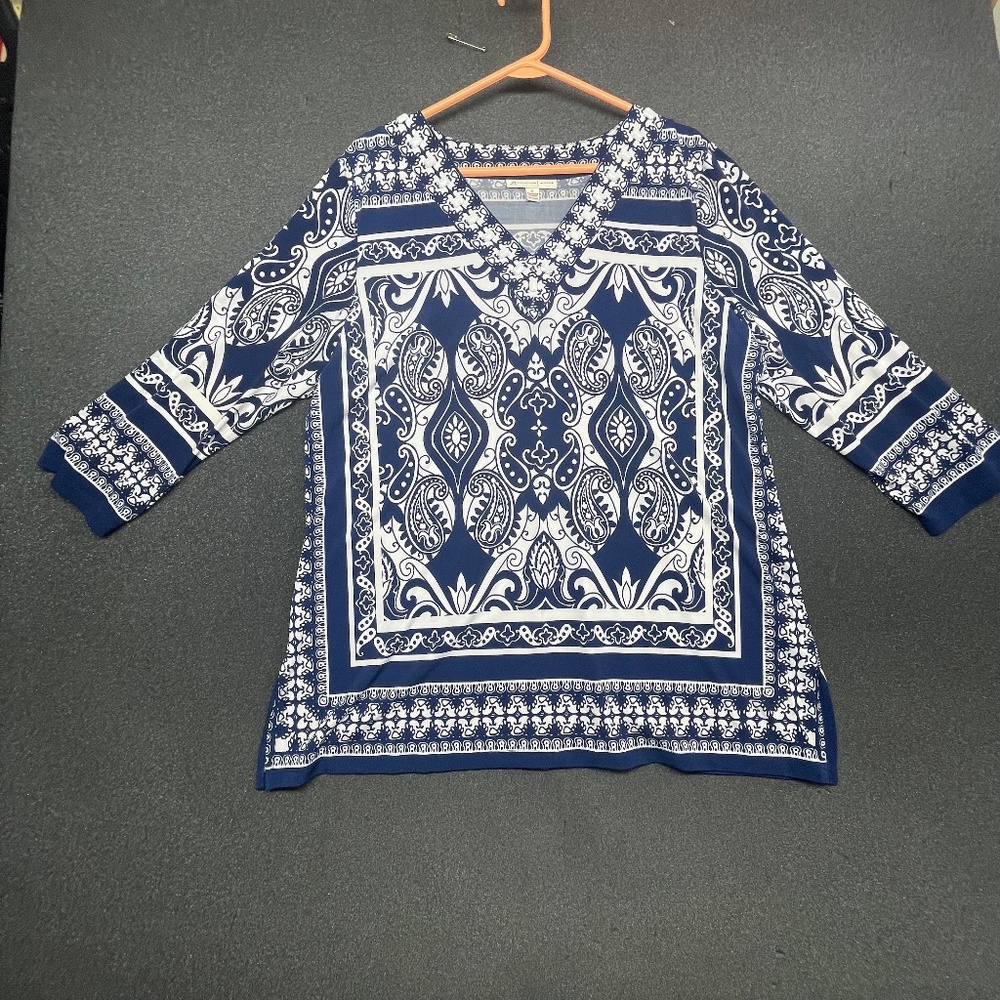 Brand: JM Collection Woman,  Size:1X,  Color:Blue and White